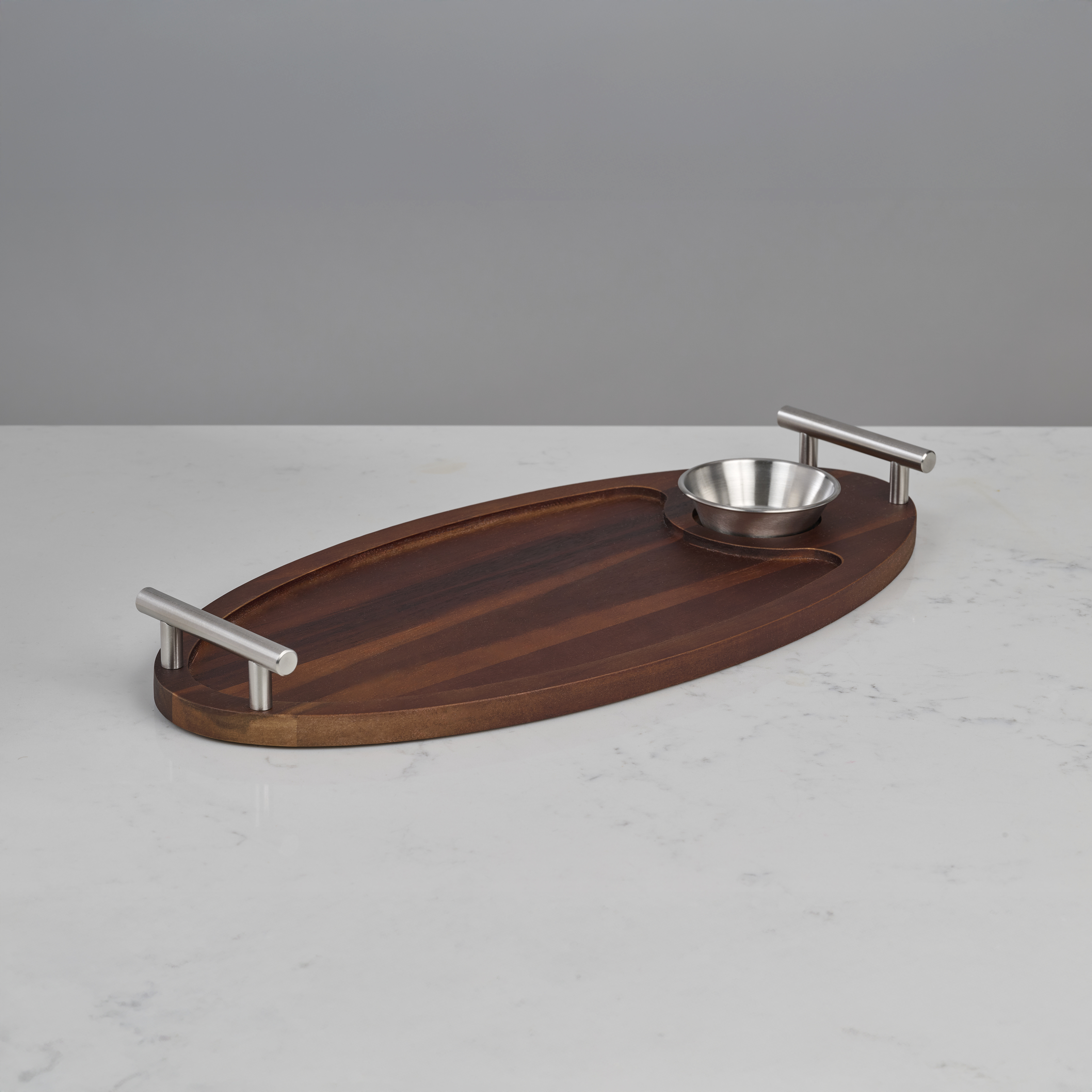 Handled Serving Board With Dip Bowl